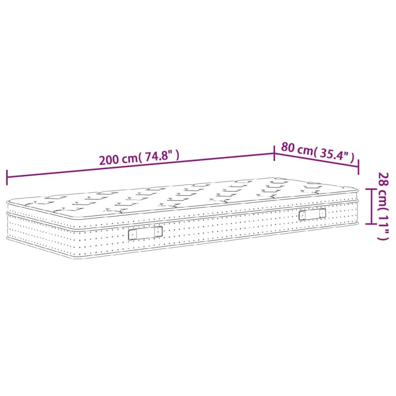 vidaXL Pocket Spring Mattress Medium 80x200 cm