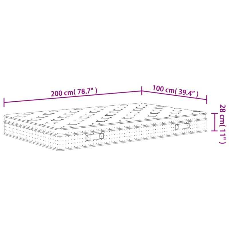 vidaXL Pocket Spring Mattress Medium 100x200 cm