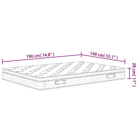 vidaXL Pocket Spring Mattress Medium 140x190 cm