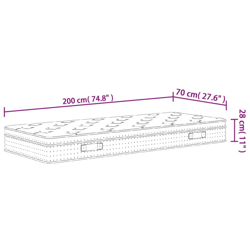 vidaXL Pocket Spring Mattress Medium 70x200 cm