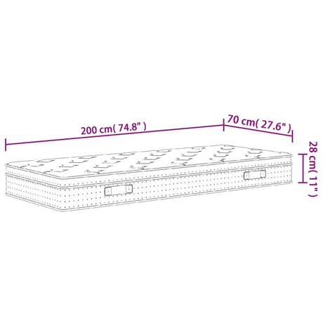 vidaXL Pocket Spring Mattress Medium 70x200 cm