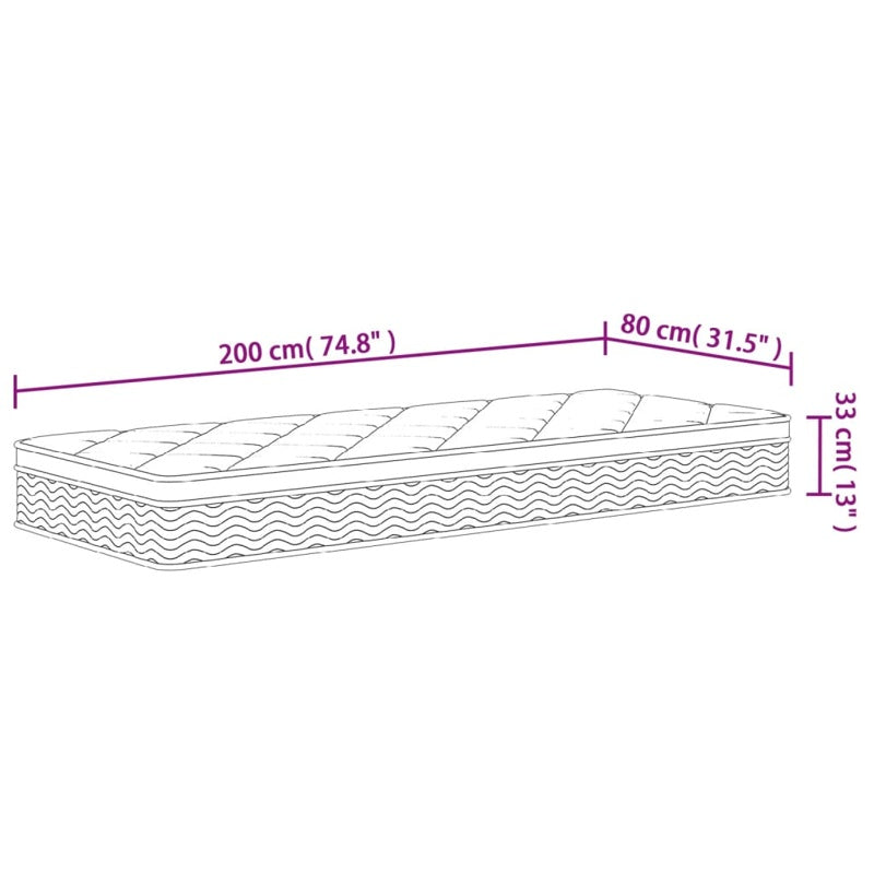 vidaXL Pocket Spring Mattress Medium Plus 80x200 cm