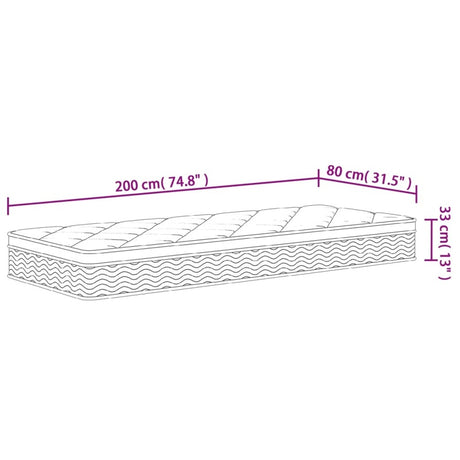 vidaXL Pocket Spring Mattress Medium Plus 80x200 cm