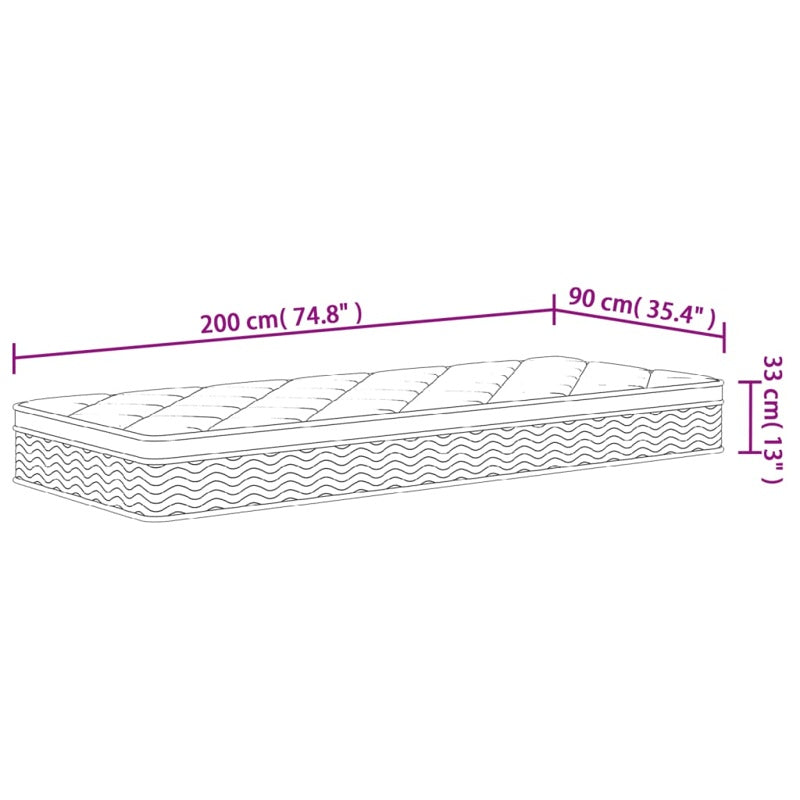 vidaXL Pocket Spring Mattress Medium Plus 90x200 cm