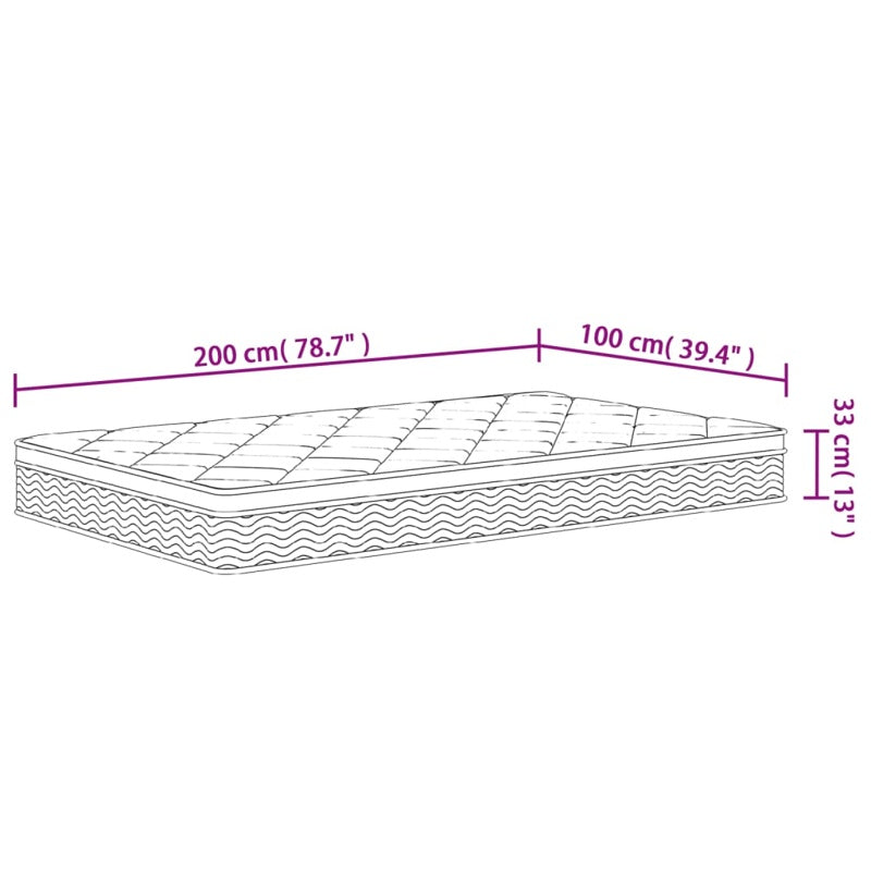 vidaXL Pocket Spring Mattress Medium Plus 100x200 cm