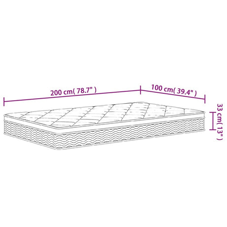 vidaXL Pocket Spring Mattress Medium Plus 100x200 cm