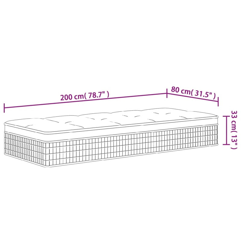 vidaXL Pocket Spring Mattress Medium Plus 80x200 cm