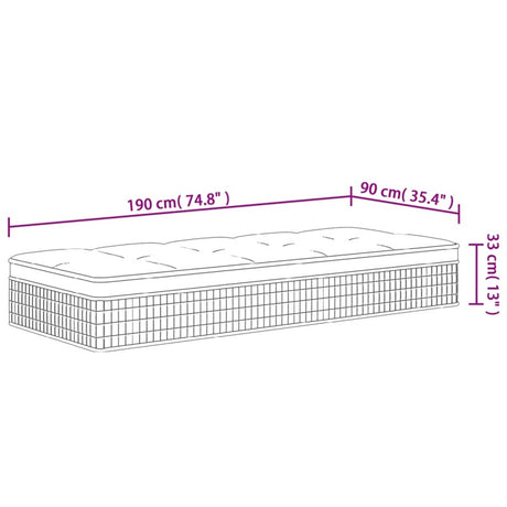 vidaXL Pocket Spring Mattress Medium Plus 90x190 cm Single Size