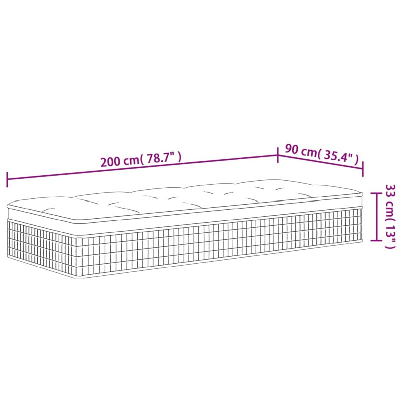 vidaXL Pocket Spring Mattress Medium Plus 90x200 cm