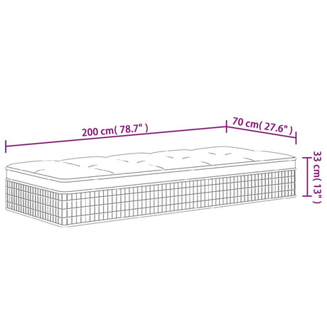 vidaXL Pocket Spring Mattress Medium Plus 70x200 cm