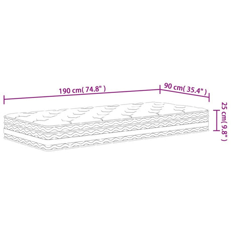 vidaXL Pocket Spring Mattress Medium 90x190 cm Single Size