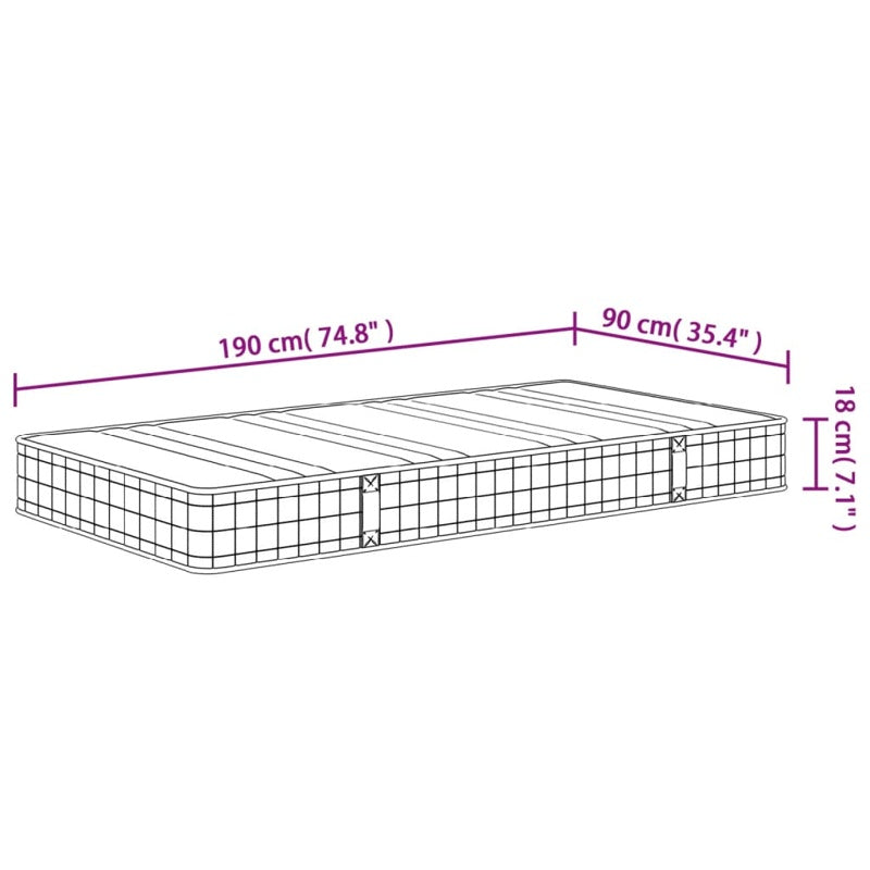 vidaXL Bonnell Spring Mattress Medium 90x190 cm Single Size