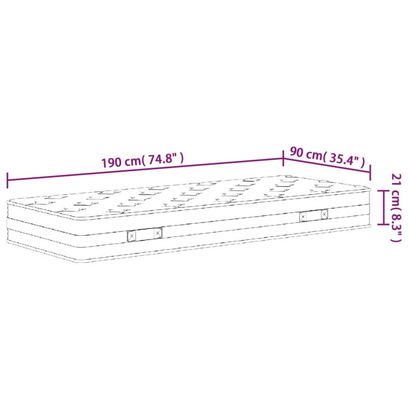 vidaXL Bonnell Spring Mattress Medium 90x190 cm Single Size