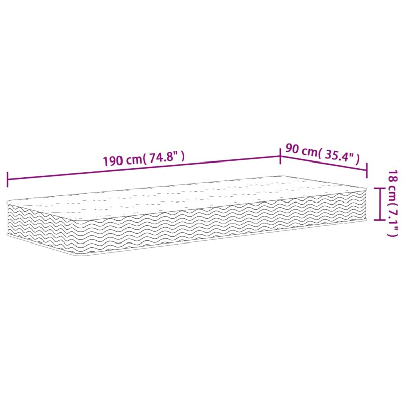 vidaXL Bonnell Spring Mattress Medium 90x190 cm Single Size