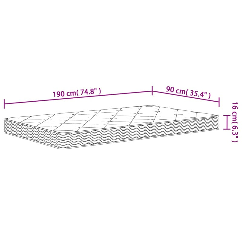 vidaXL Foam Mattress Medium Soft 90x190 cm Single Size