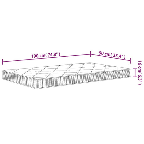 vidaXL Foam Mattress Medium Soft 90x190 cm Single Size