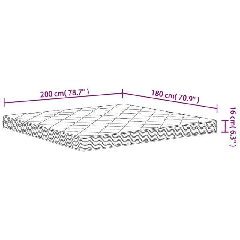 vidaXL Foam Mattress Medium Soft 180x200 cm