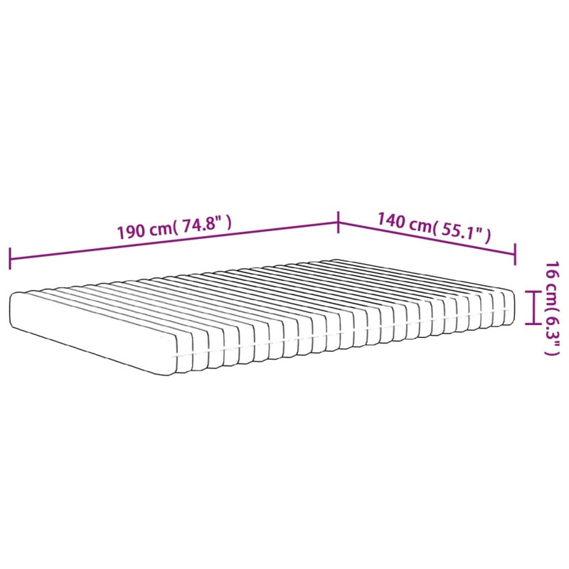 vidaXL Foam Mattress Medium Soft 140x190 cm