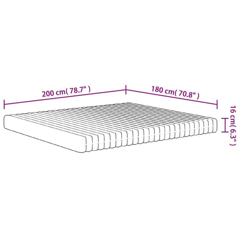 vidaXL Foam Mattress Medium Soft 180x200 cm