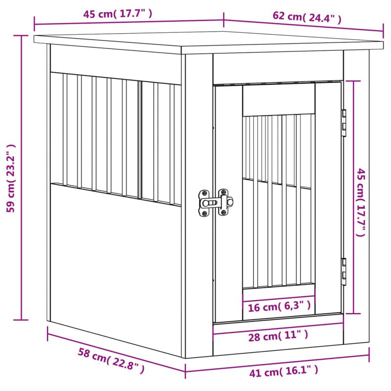 vidaXL Dog Crate Furniture White 45x62x59 cm Engineered Wood