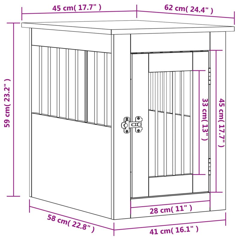 vidaXL Dog Crate Furniture Grey Sonoma 45x62x59 cm Engineered Wood