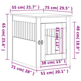 vidaXL Dog Crate Furniture White 55x75x65 cm Engineered Wood