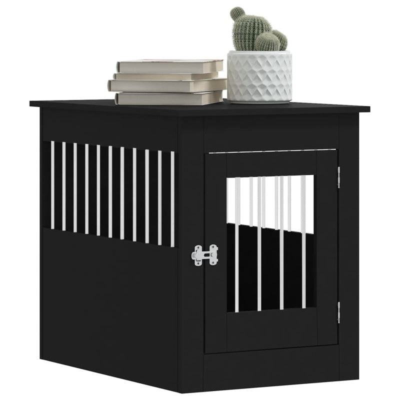 vidaXL Dog Crate Furniture Black 55x80x68 cm Engineered Wood