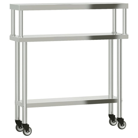 vidaXL Kitchen Work Table with Overshelf 110x30x120 cm Stainless Steel