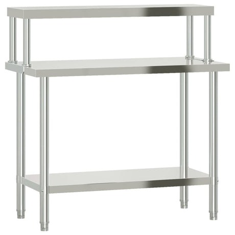 vidaXL Kitchen Work Table with Overshelf 110x55x120 cm Stainless Steel