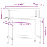 vidaXL Kitchen Work Table with Overshelf 110x55x120 cm Stainless Steel