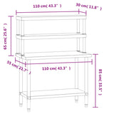 vidaXL Kitchen Work Table with Overshelf 110x55x150 cm Stainless Steel