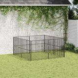 vidaXL Dog Playpen 8 Panels Black Galvanised Steel