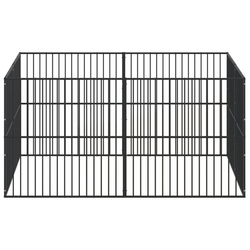 vidaXL Dog Playpen 8 Panels Black Galvanised Steel