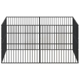 vidaXL Dog Playpen 8 Panels Black Galvanised Steel