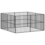 vidaXL Dog Playpen 8 Panels Black Galvanised Steel