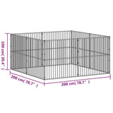 vidaXL Dog Playpen 8 Panels Black Galvanised Steel