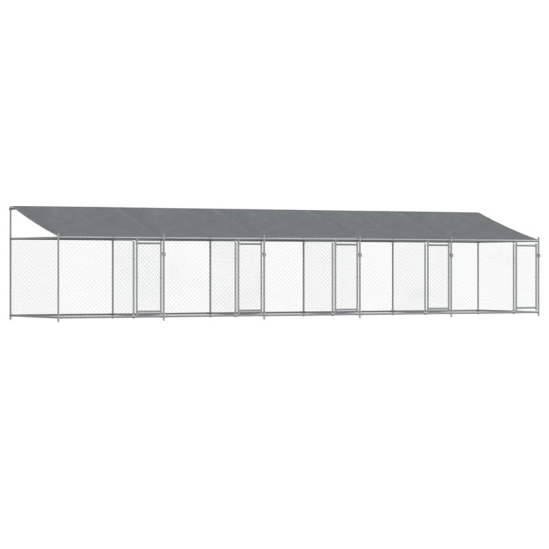 vidaXL Dog Cage with Roof and Doors Grey 10x2x2 m Galvanised Steel