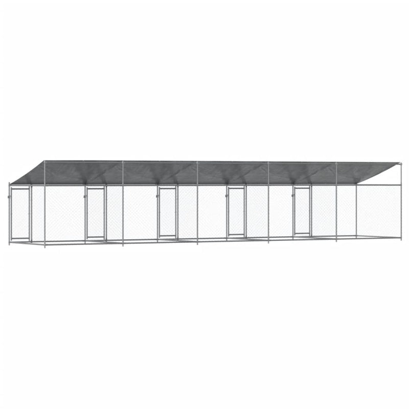 vidaXL Dog Cage with Roof and Doors Grey 10x2x2 m Galvanised Steel