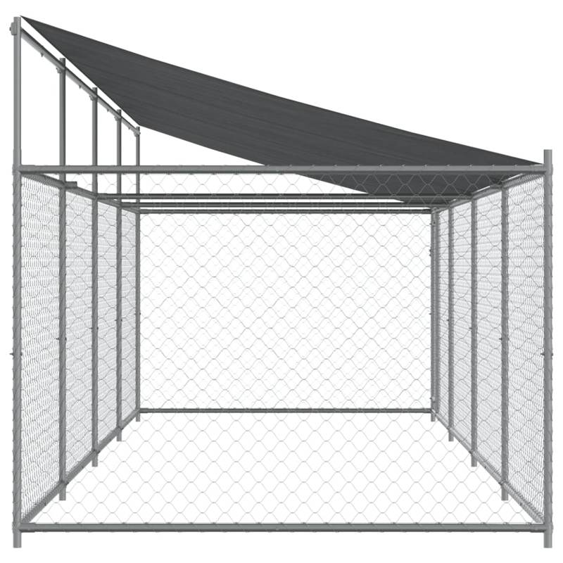 vidaXL Dog Cage with Roof and Door Grey 8x2x2 m Galvanised Steel