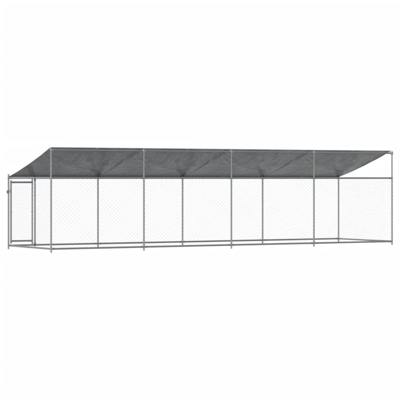 vidaXL Dog Cage with Roof and Door Grey 8x2x2 m Galvanised Steel