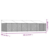 vidaXL Dog Cage with Roof and Door Grey 8x2x2 m Galvanised Steel