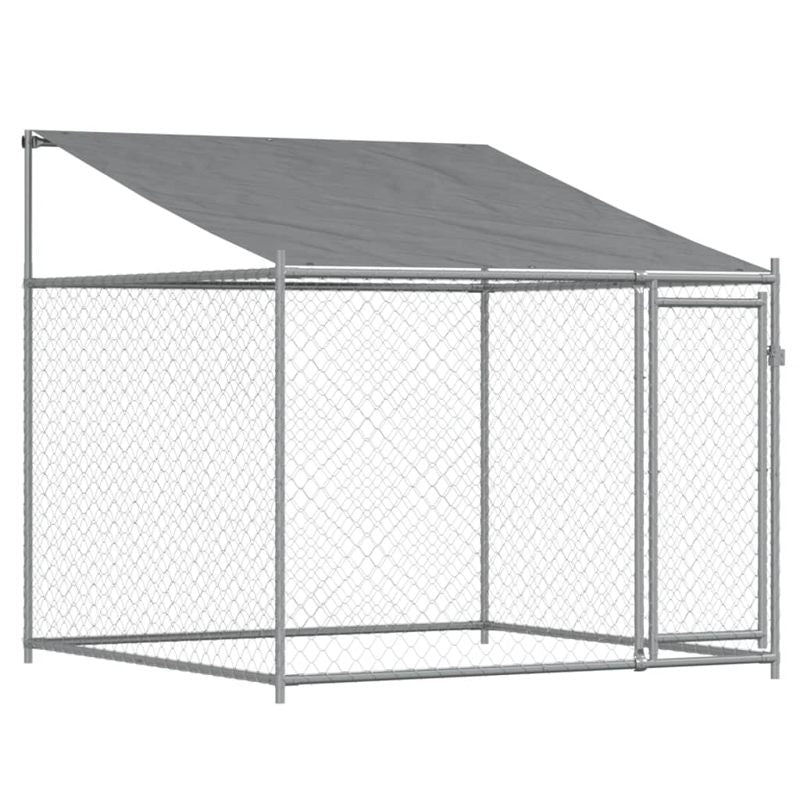 vidaXL Dog Cage with Roof and Door Grey 12x2x2 m Galvanised Steel