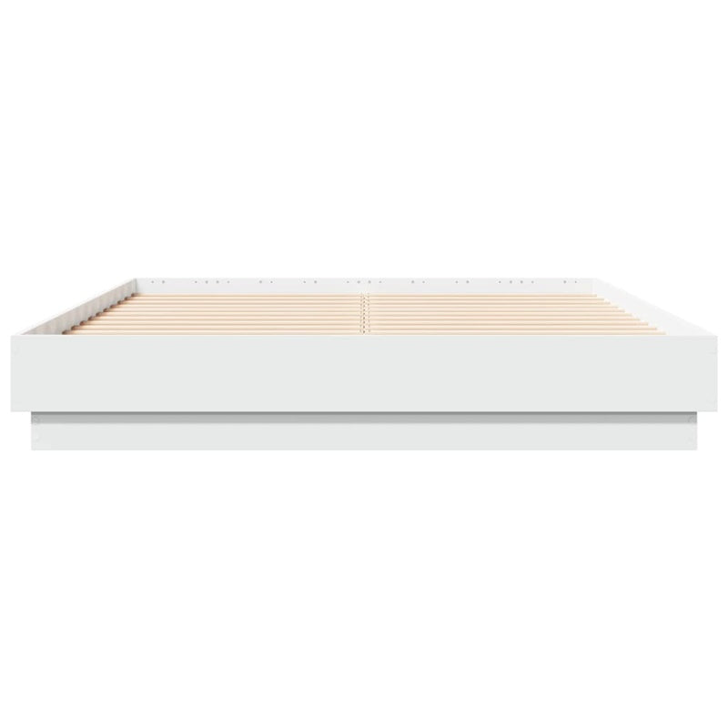 vidaXL Bed Frame with LED without Mattress White 135x190 cm Double