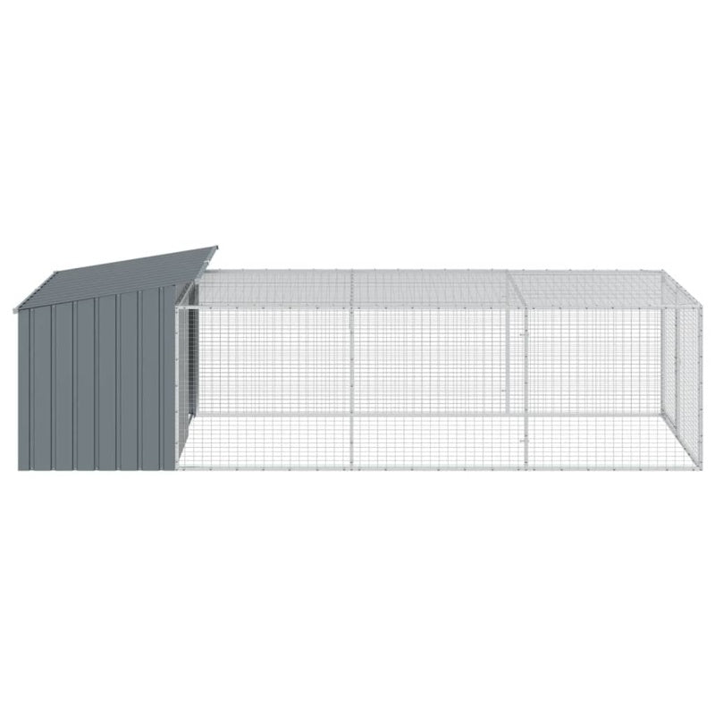 vidaXL Dog House with Run Anthracite 153x396x110 cm Galvanised Steel