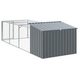 vidaXL Dog House with Run Anthracite 153x396x110 cm Galvanised Steel