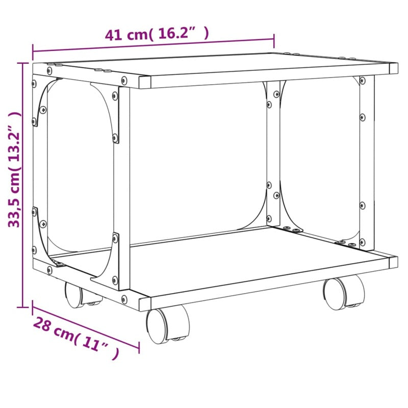 vidaXL Printer Stand 2-Tier Grey Sonoma 41x28x33.5 cm Engineered Wood