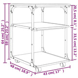 vidaXL Printer Stand 3-Tier Smoked Oak 43x48x64 cm Engineered Wood