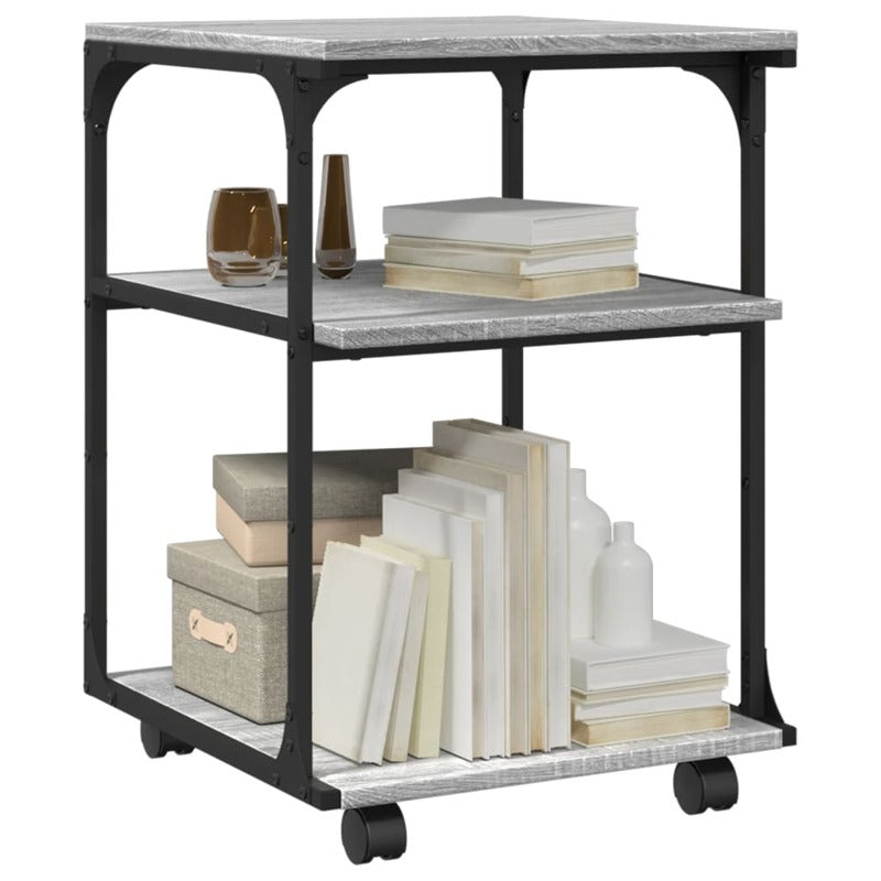 vidaXL Printer Stand 3-Tier Grey Sonoma 43x48x64 cm Engineered Wood