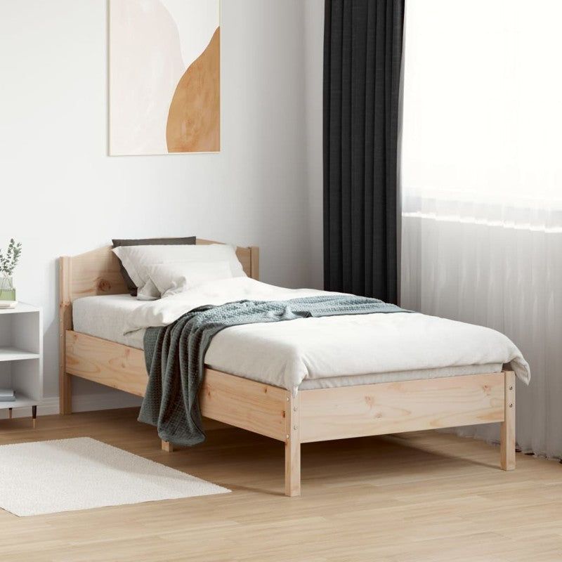 vidaXL Bed Frame without Mattress 75x190 cm Small Single Solid Wood Pine