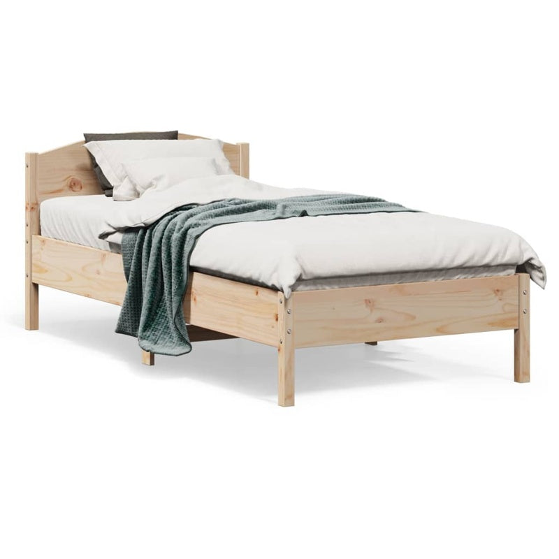 vidaXL Bed Frame without Mattress 75x190 cm Small Single Solid Wood Pine